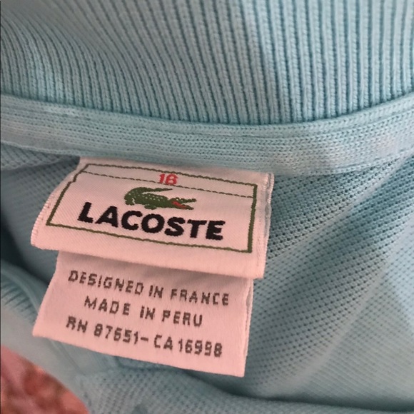 Womens La Coste Torquoise & Light Blue Tee Shirt size 16 - Picture 5 of 6